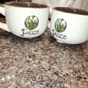 six (6) Life is good Peace White Ceramic Mugs
